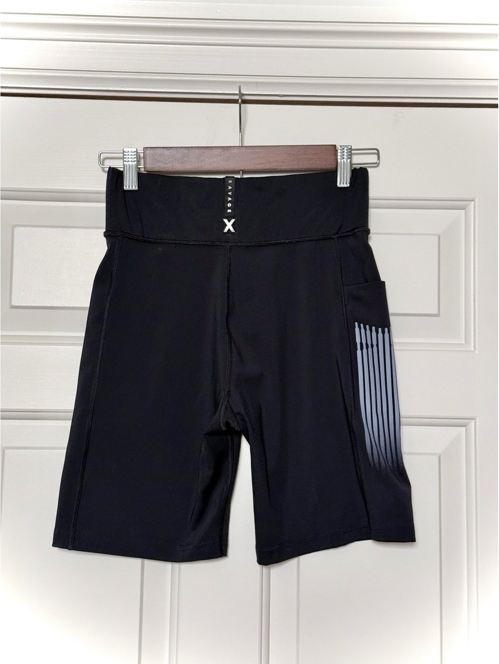 Savage X Fenty Black High Waist Biker Shorts Large Active Pocket